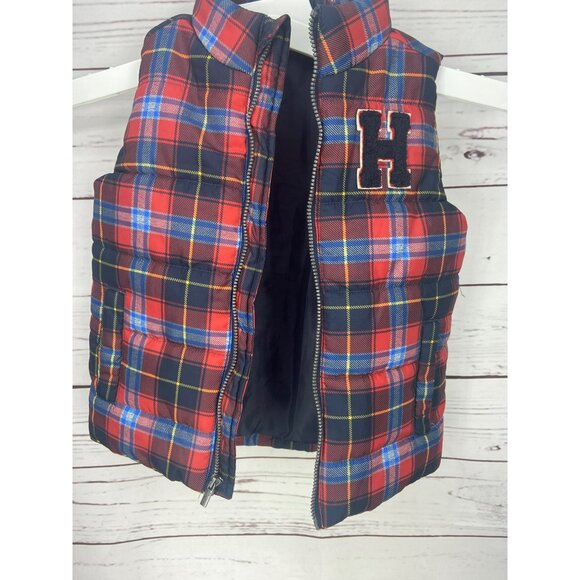 Tommy Hilfiger Colorful Plaid Full Zip‎ Varsity Puffer Vest Size 24 Months - Picture 4 of 7